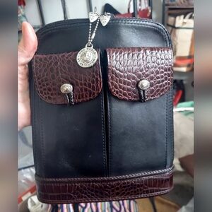 BRIGHTON Black and Brown Leather CROSSBODY Bag